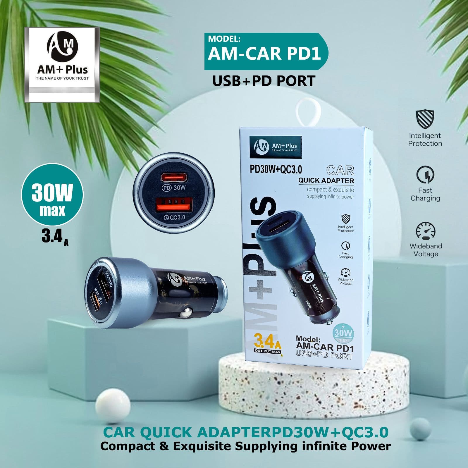 AM+ Plus AM-CAR PD1 Metal Fast Car Charger - image 1