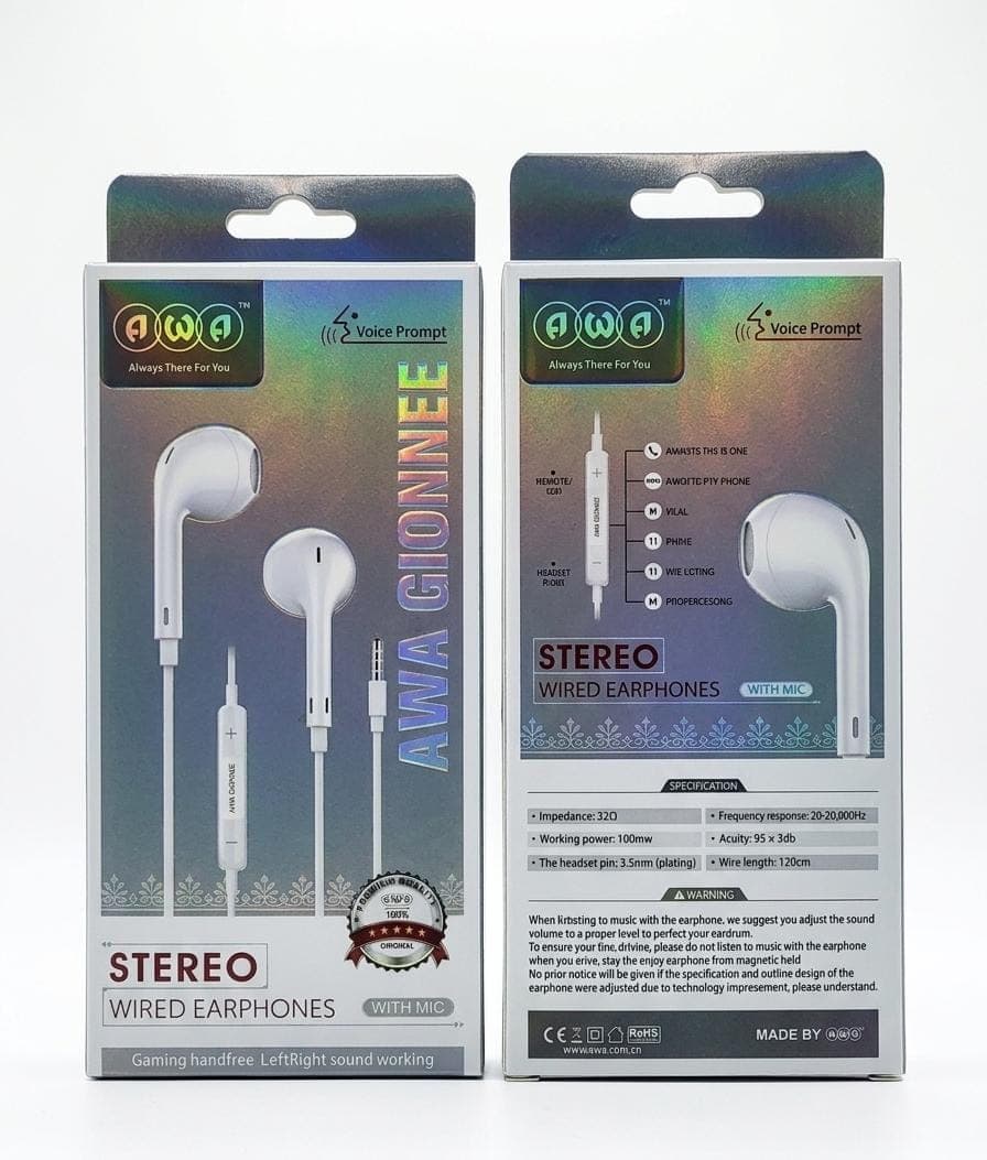 AWA GIONEE STEREO WIRED EARPHONES  - image 1