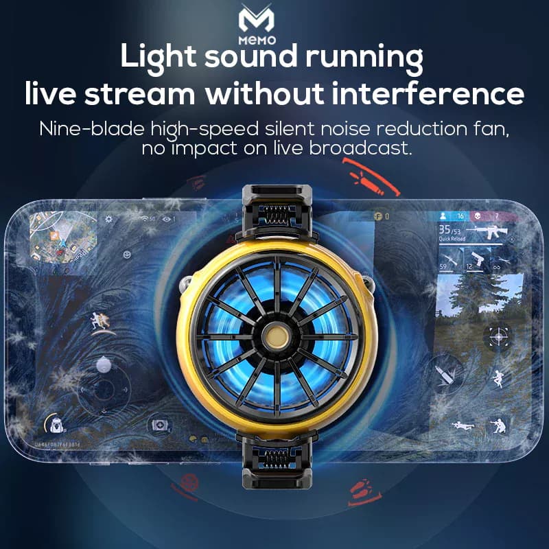 Phone Cooler For Gaming | Mobile Fan Cooler | Mobile Cooler Fan| Memo DLA6 – alternate view