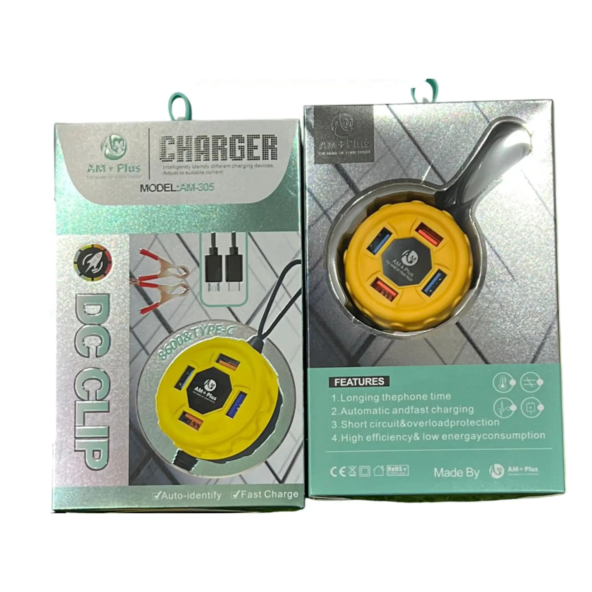New Arrival DC Charger AM-305 (4 USB) Type-C/8600