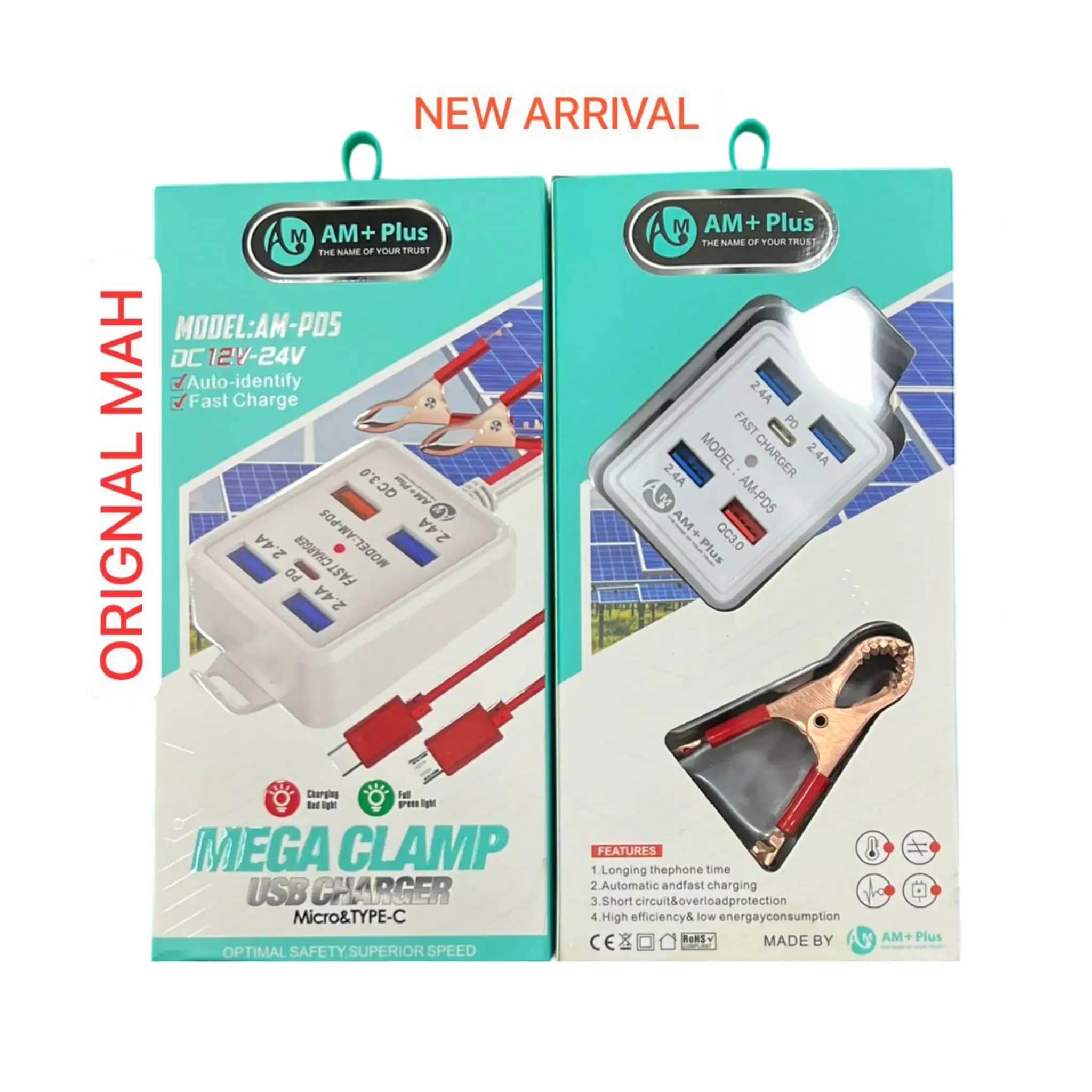 DC Clip Charger AM-PD5, MEGA Clamp (USB + 1PD) AM+ Plus