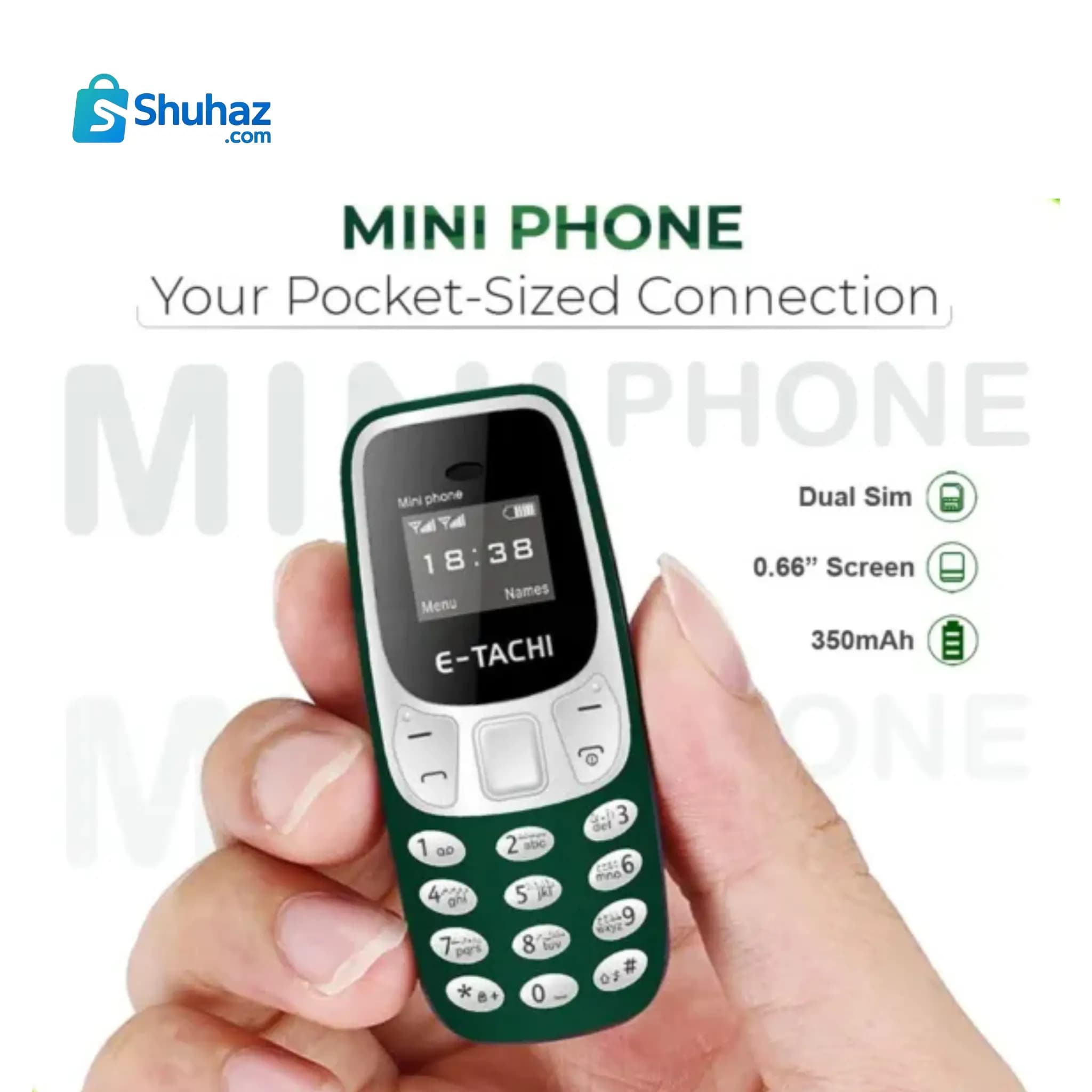 Etachi Mini Mobile | Same Like Nokia BM10 | Nokia 3310 Style Etachi Mini Mobile | Type c Charging | Finger Size Mobile | Ungli Jitna Mobile - Dual Sim, Official PTA Approved, Memory Card, Voice Changer, Auto Call Recording, 1 Year Brand Warranty
