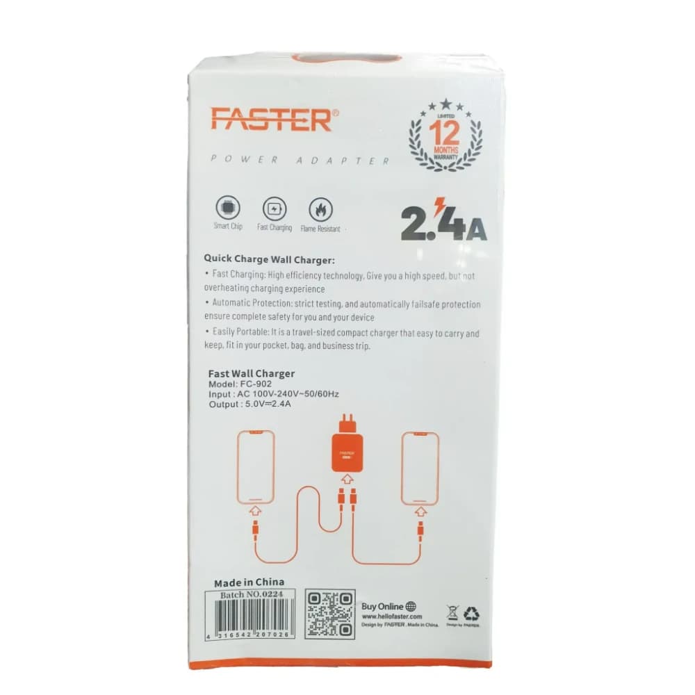 Faster Saver FAC-902 Fast Charger Price In Pakistan | Dual USB Fast Mobile Charger | , 2 USB Ports , 1 Year Warranty – alternate view