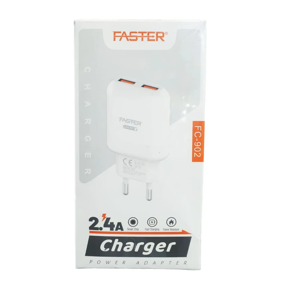 Faster Saver FAC-902 Fast Charger Price In Pakistan | Dual USB Fast Mobile Charger | , 2 USB Ports , 1 Year Warranty - image 1