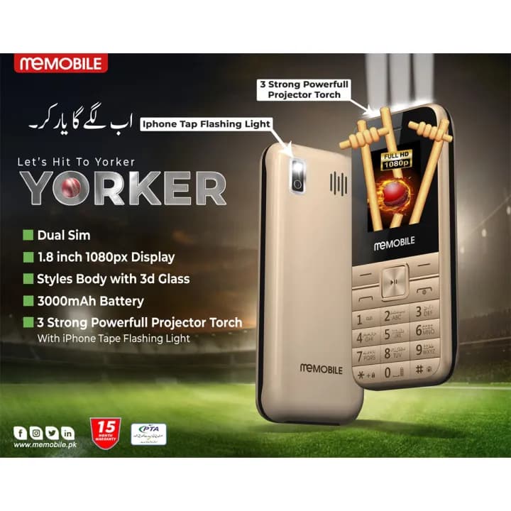 Memobile Yorker Price In Pakistan | Memobile Yorker Mobile | 1.8 Inch Display , Dual SIM , 3000mAh Battery , PTA Approved & 15 Months Brand Warranty – alternate view