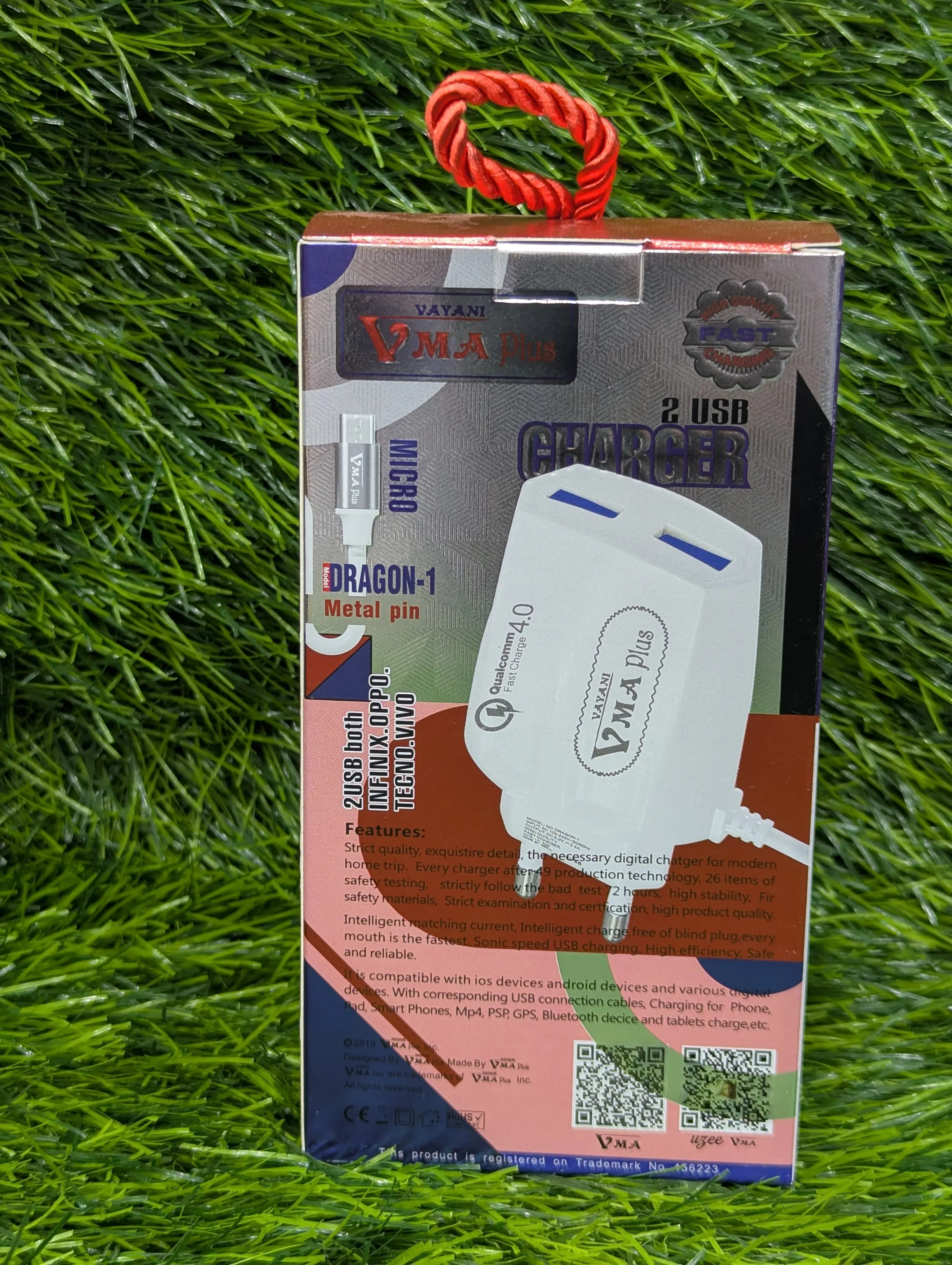 VMA Plus Dragon 1 Charger Price In Pakistan | Dual USB 2.4A Fast Charger with Micro USB Cable | Stable Charging Adapter , Durable Design , Android Devices Compatible And IOS
