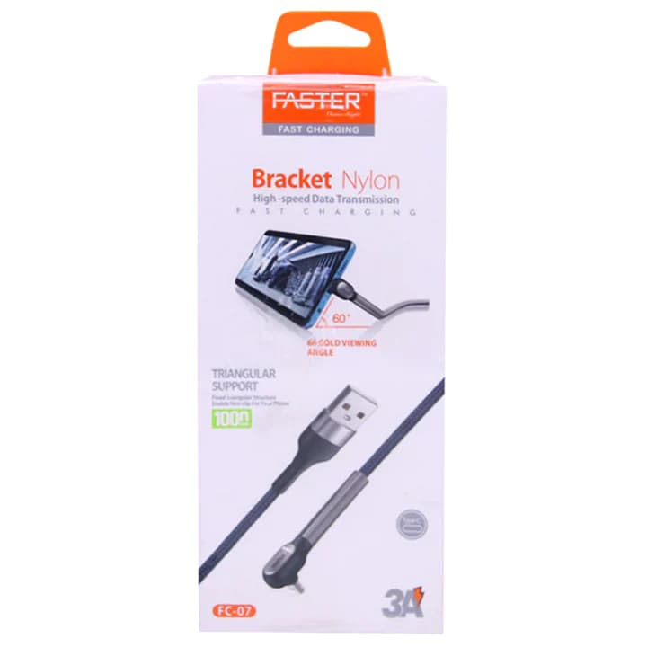 Faster FC-07 Type-C Nylon Cable Price In Pakistan | Fast Charging Data Cable | High-Speed Sync , Durable Nylon Braided , 1 Year Warranty - image 1