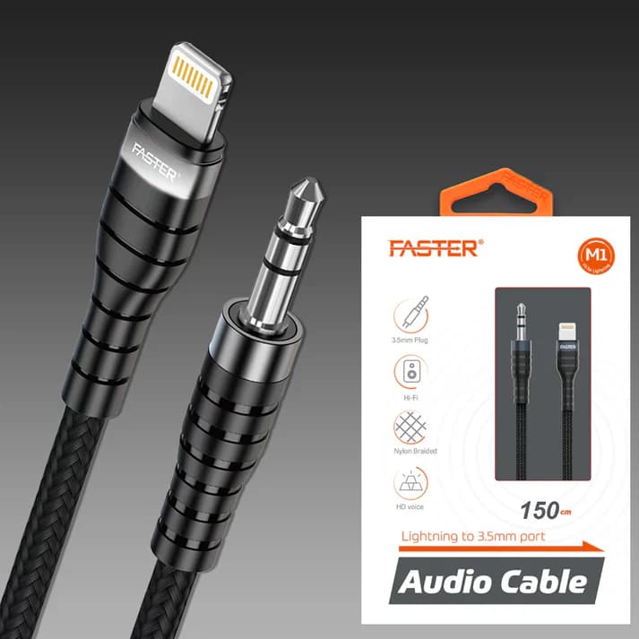 Faster M1 AUX to iPhone Cable Price In Pakistan | Lightning to 3.5mm Audio Cable | HiFi Sound Quality – alternate view