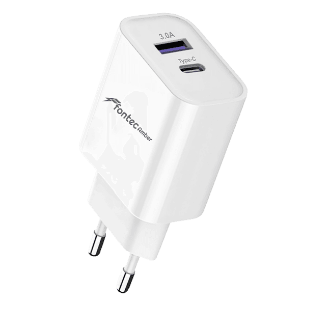 Fontec Amber Smart Adapter | Adapter | Fast Charger, 3.0A Dual Port USB-A and USB-C, Auto-ID Fast Charging, Wall Plug - image 1