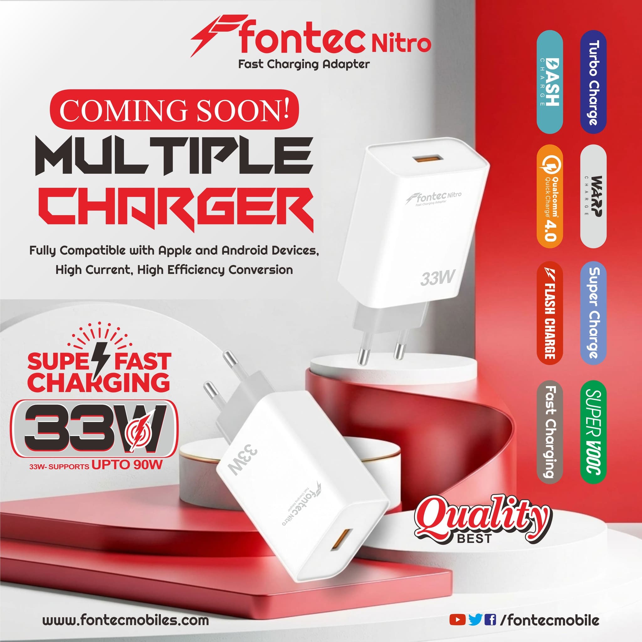 Fontec Nitro Adapter |  Fast Charging, PD and QC 4.0 Support, 25W Super, Advanced Temperature Protection – alternate view