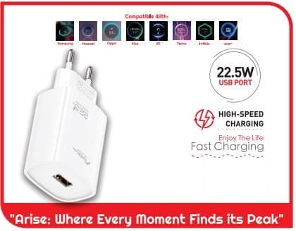 Fontec Arise 22.5W Fast Charger Price In Pakistan | USB Fast Charging Adapter | 22.5W High Speed