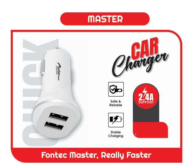 Fontec Master Car Charger - Dual USB Car Charger, 2.1A Dual Port Output, Fast Charging, Universal Vehicle Mobile Phone Adapter for iPhone and Android  – alternate view