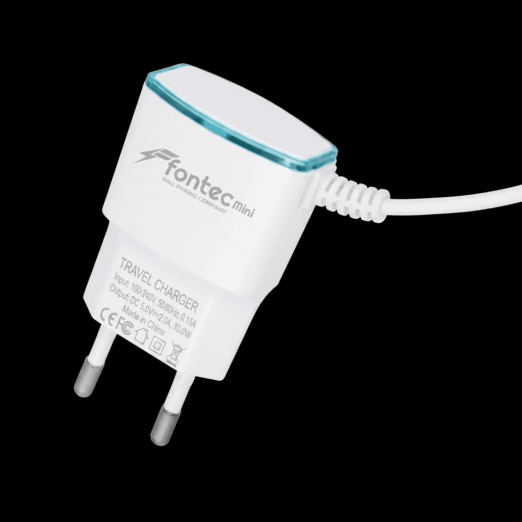 Fontec Mini Charger | N90, N97 Smart Charger | Mobile Wall Charger, Compact Power Adapter with Micro-USB (V8) Cable, 1.0A Smart Charging Output, Integrated LED Light - image 1