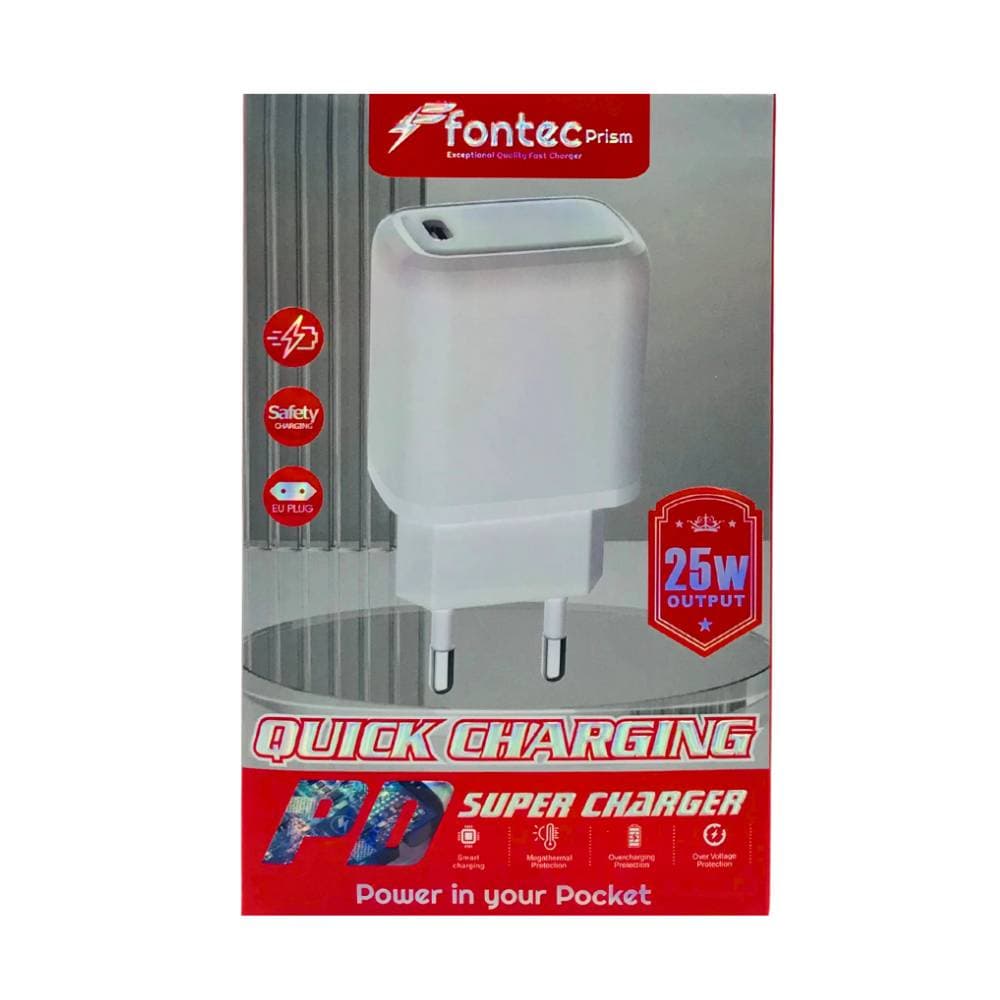 FONTEC Prism 25W PD Adapter Price In Pakistan | 25W Power Delivery Fast Charger | Type-C Fast Charging Adapter , Smart Charging Protection , Stable Output , Universal Smartphone & Tablet Compatible – alternate view