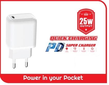FONTEC Prism 25W PD Adapter Price In Pakistan | 25W Power Delivery Fast Charger | Type-C Fast Charging Adapter , Smart Charging Protection , Stable Output , Universal Smartphone & Tablet Compatible - image 1