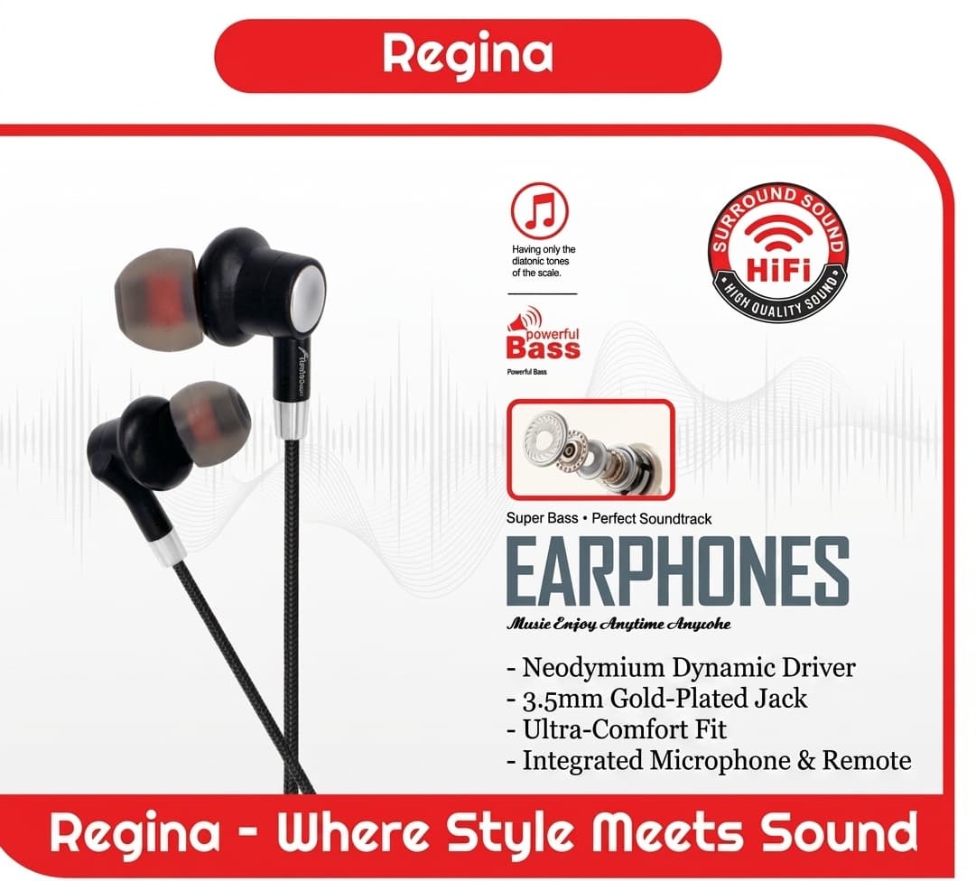 Fontec Regina Handsfree | 3.5mm Wired Earphones | In-Ear HiFi Headphones | Premium HiFi Surround Sound, Powerful Bass Acoustic Engine, Clear Voice Inline Microphone, Universal 3.5mm Connector – alternate view