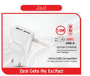 Fontec Zeal Charger | Mobile Wall Charger | Dual USB Adapter, Micro-USB V8 Cable, 1.0A Smart Charging Output, Multi-Device Dual USB Slots, Quick Charge Adapter  - thumbnail 2