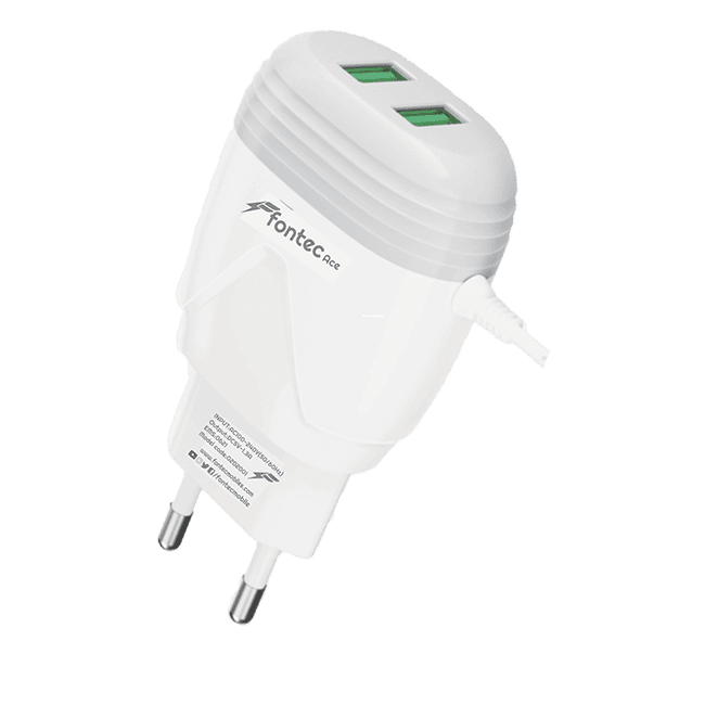 Ace Dual USB Charger Price In Pakistan | 1.3A Fast Charging Adapter | Micro USB , Type-C & iPhone Cable Support