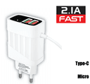Fontec County Charger | Mobile Charger | Charger, 2.1A Fast Charging Adapter, Dual USB Ports with Auto-ID, Smart Fast Charger for Type-C & Micro USB, High-Performance Power Adapter - thumbnail 2