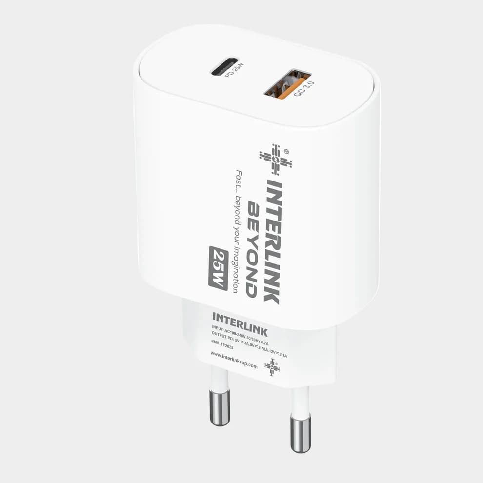 Interlink BEYOND 25W Fast Charger Price In Pakistan | 25W Power Delivery Charger | Dual Port USB-C