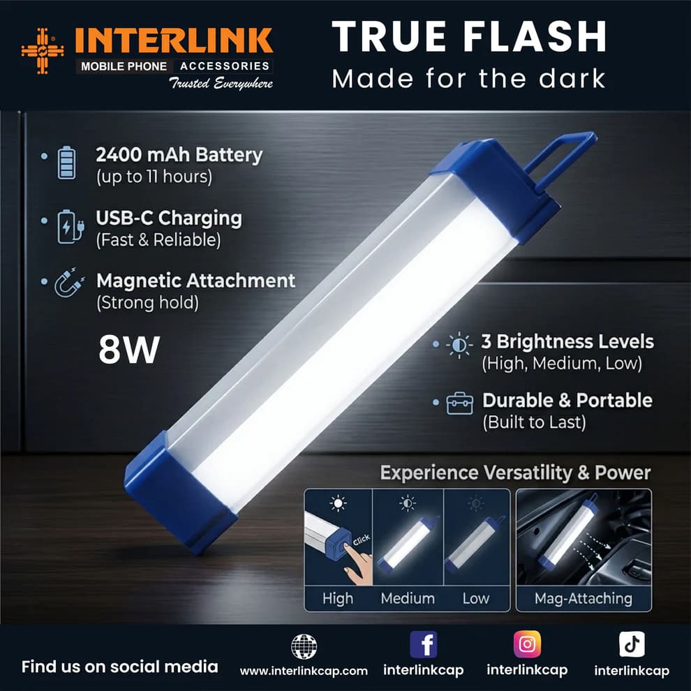 True Flash LED Light 8W Price In Pakistan | Energy Saving LED Flash Light | USB Rechargeable – alternate view