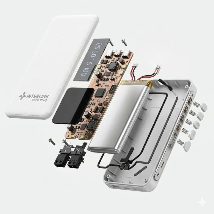 Interlink RECO PLUS 10000mAh Power Bank Price In Pakistan | 3 Built-in Cables Power Bank | Lightning Type-C Micro USB Support – alternate view