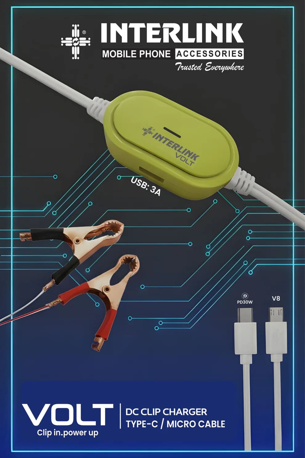 Interlink VOLT 30W Clamp Charger Price In Pakistan | 30W Power Delivery Charger | Dual Port - image 1