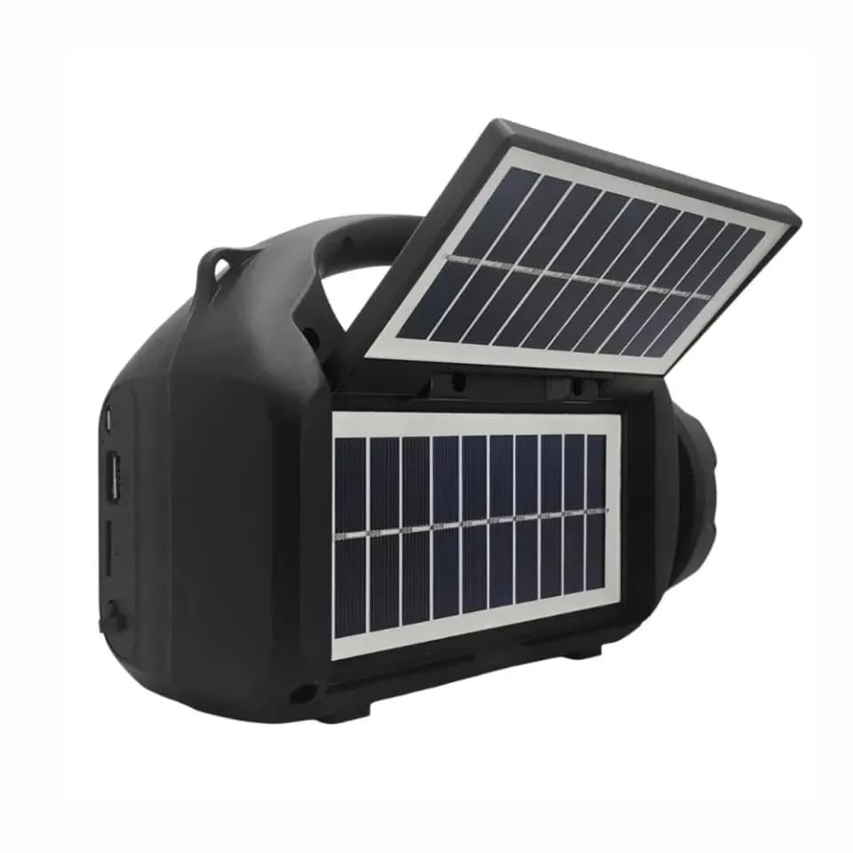 KTS 2202 Portable Bluetooth Speaker with Dual Solar Panels, Torch Light – Wireless, Rechargeable, Extra Bass, FM Radio, USB/SD Support – Outdoor Mini Speaker for Travel, Camping & Home Use – alternate view