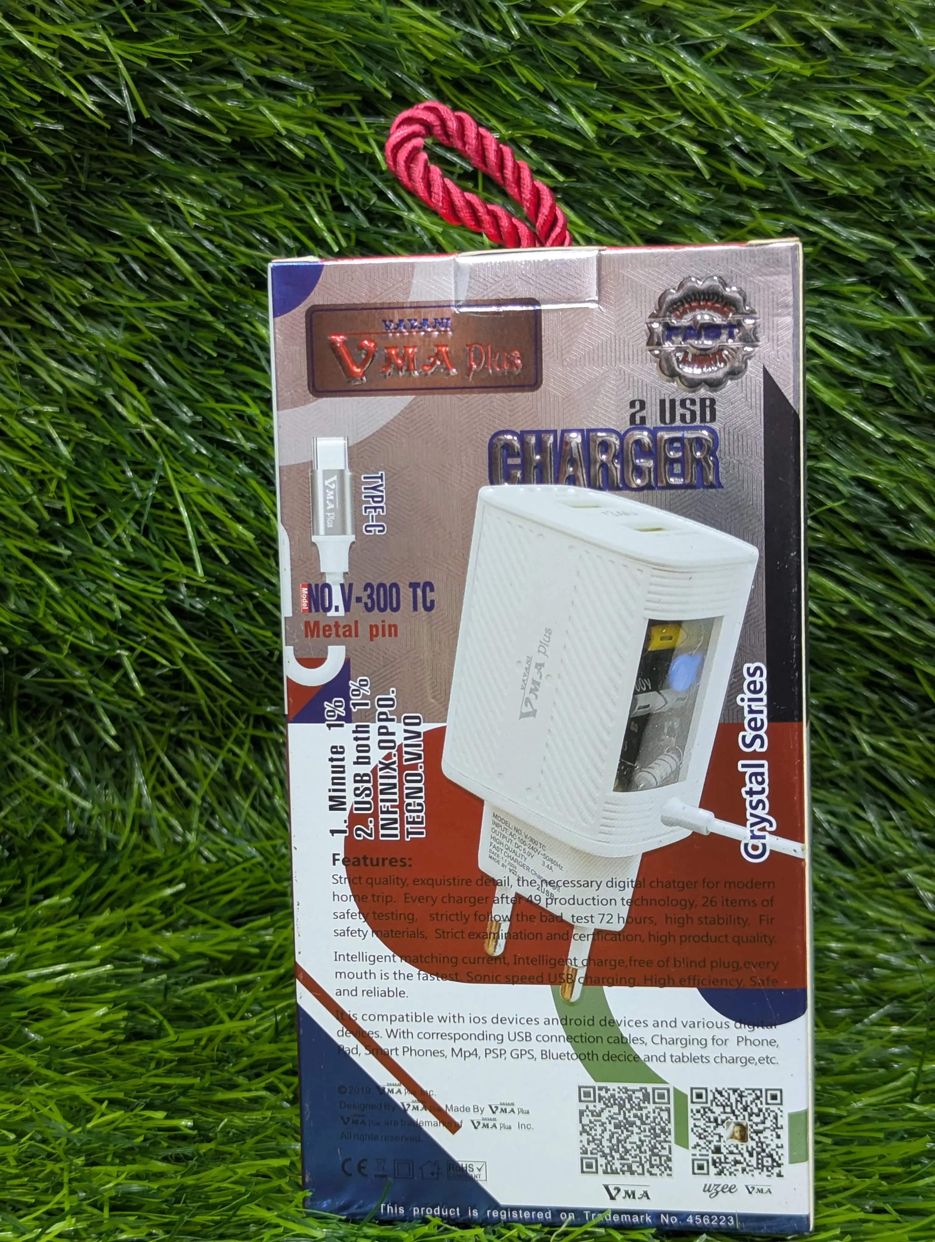 VMA Plus V200 Dual USB 3.4A Fast Charger Price In Pakistan | Micro USB & Type-C Charger | Dual USB Fast Charging Adapter , Stable Power Delivery , Android Devices Compatible , IOS 