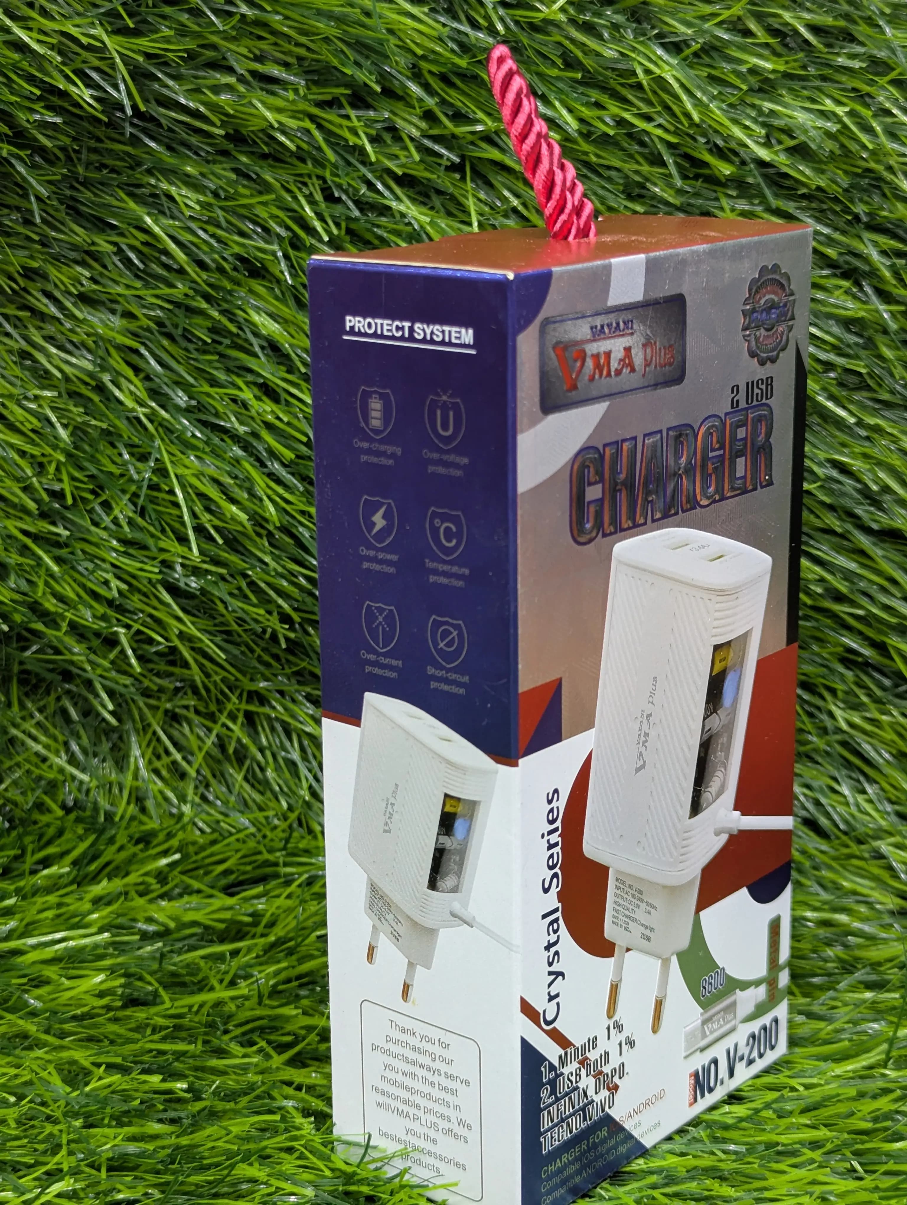 VMA Plus V200 Dual USB 3.4A Fast Charger Price In Pakistan | Micro USB & Type-C Charger | Dual USB Fast Charging Adapter , Stable Power Delivery , Android Devices Compatible , IOS  – alternate view