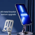 Metal Mobile Holder Mobile Stand Tablet Holder Stand Base 360 Rotatable Adjustable Foldable Cell Phone Holder Desktop - Image 3