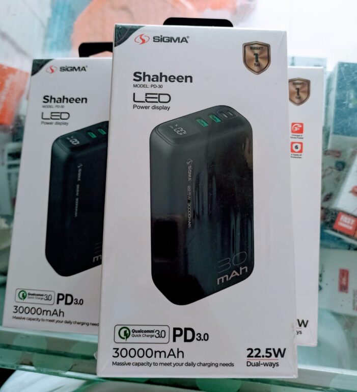 Sigma PD-3.0 Shaheen 30000mAh Power Bank - Shuhaz