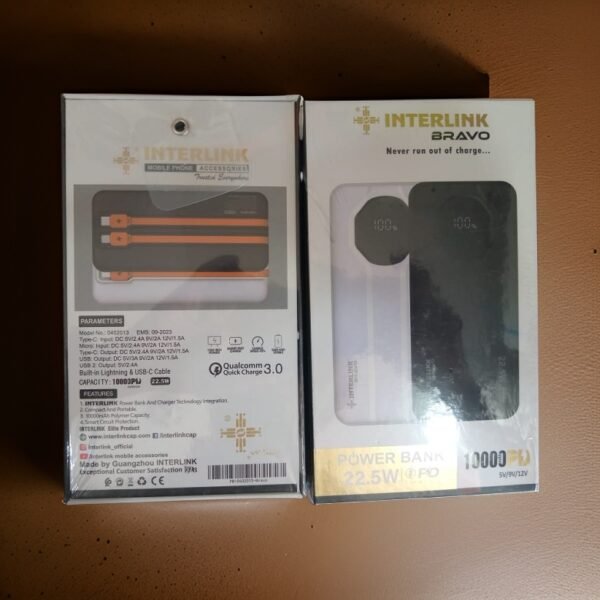 Interlink Powerbank 10000 mAh (Bravo 22.5W Charger)